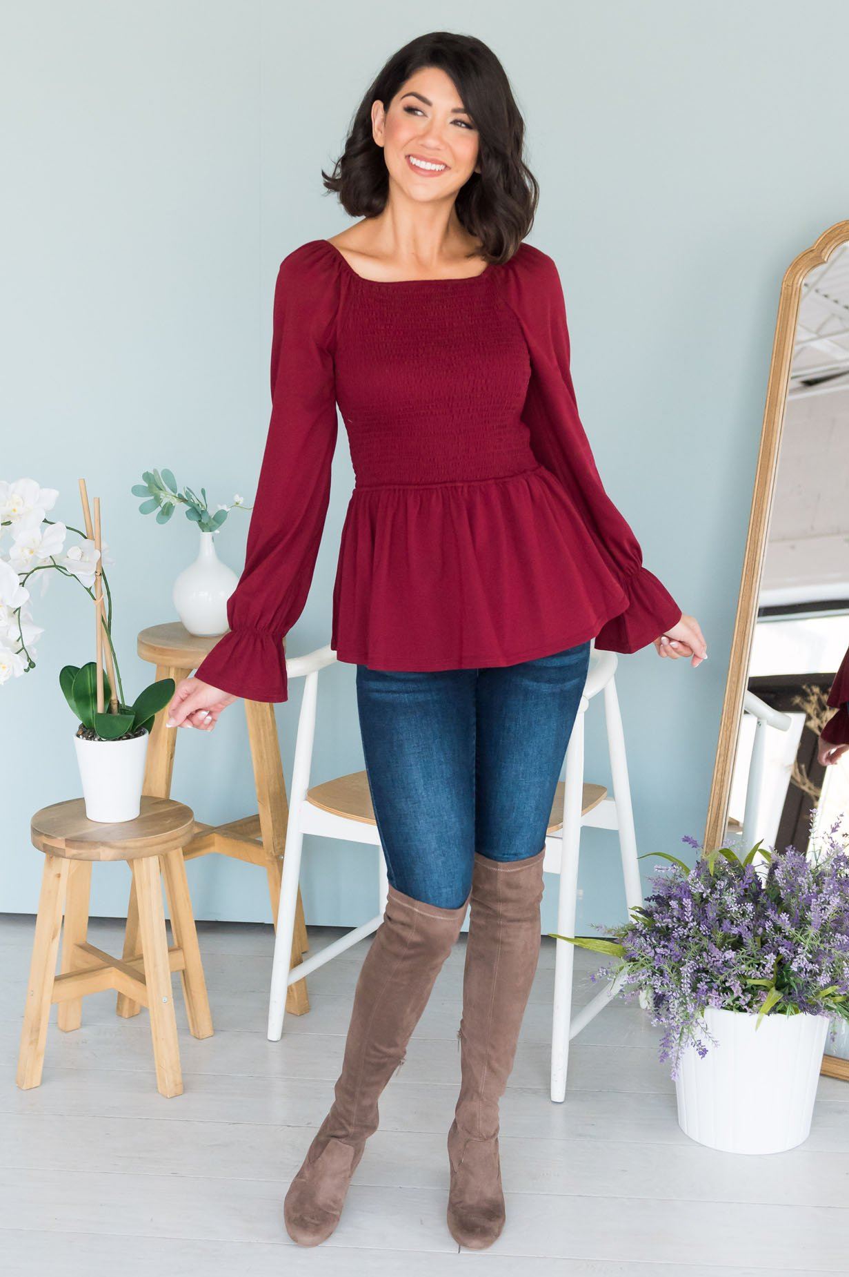 The Perfect Time Modest Blouse Tops vendor-unknown 