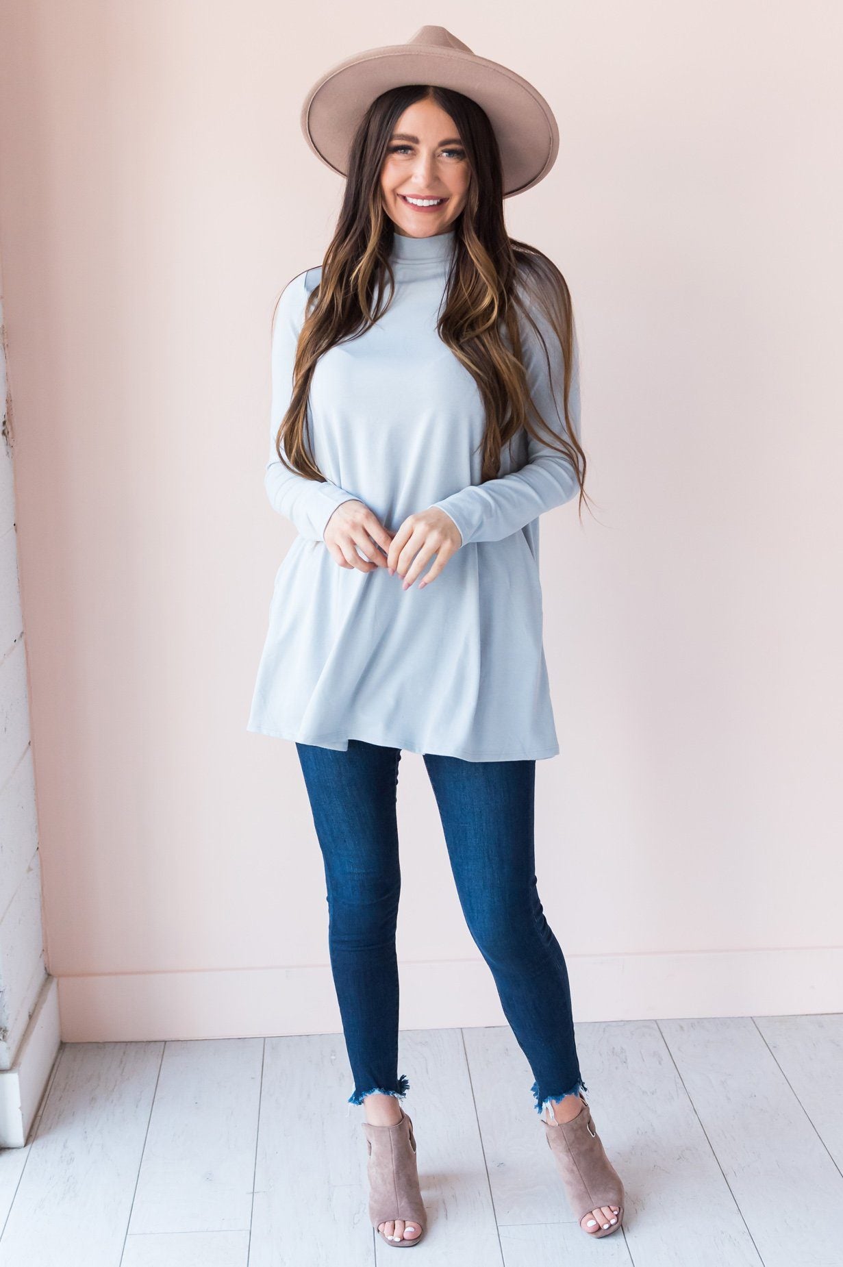 Beautiful Views Modest Polo Neck Top Tops vendor-unknown 