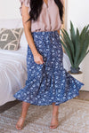 Blue Blooms Modest Skirt Skirts vendor-unknown