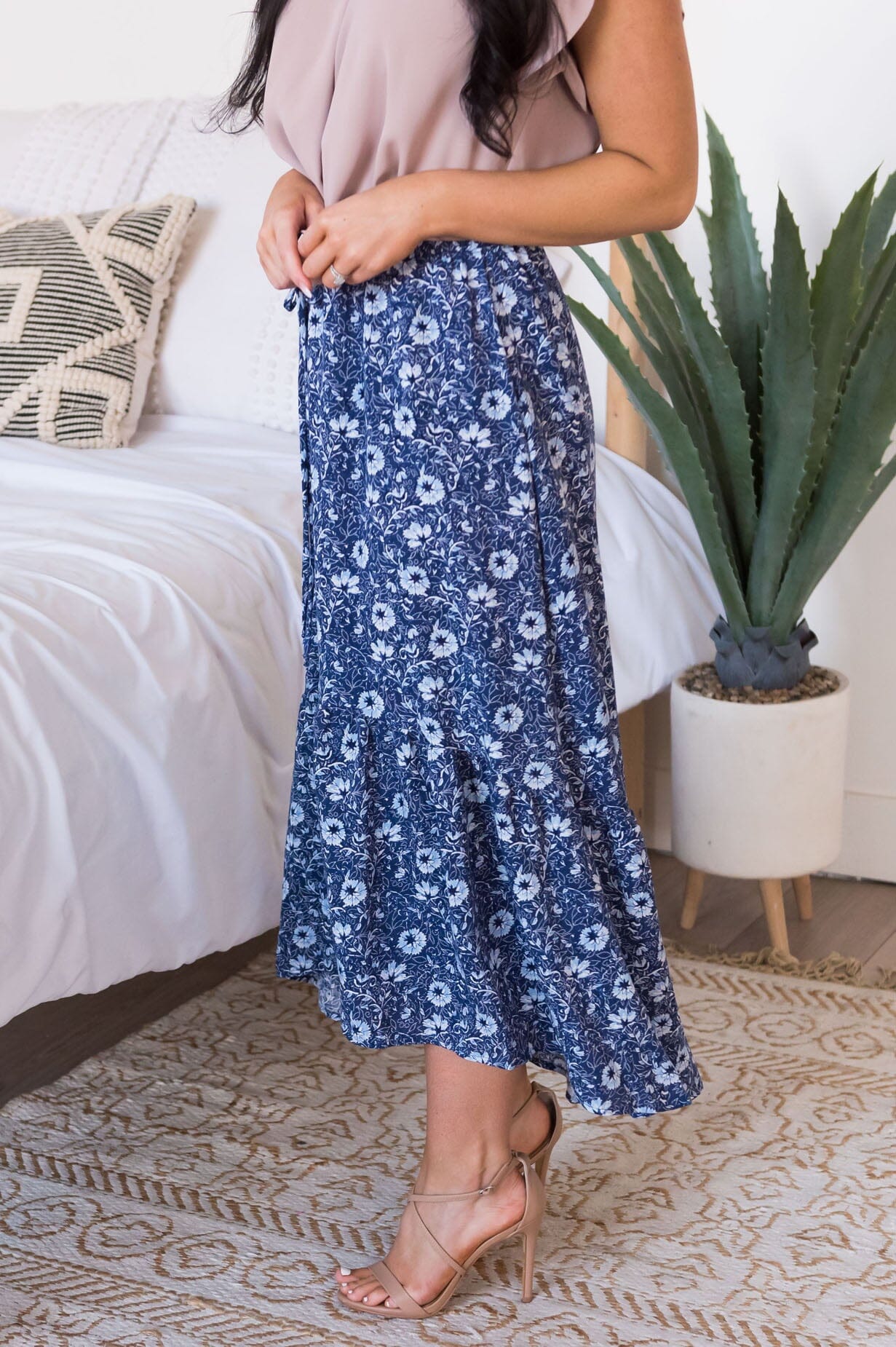 Blue Blooms Modest Skirt Skirts vendor-unknown 