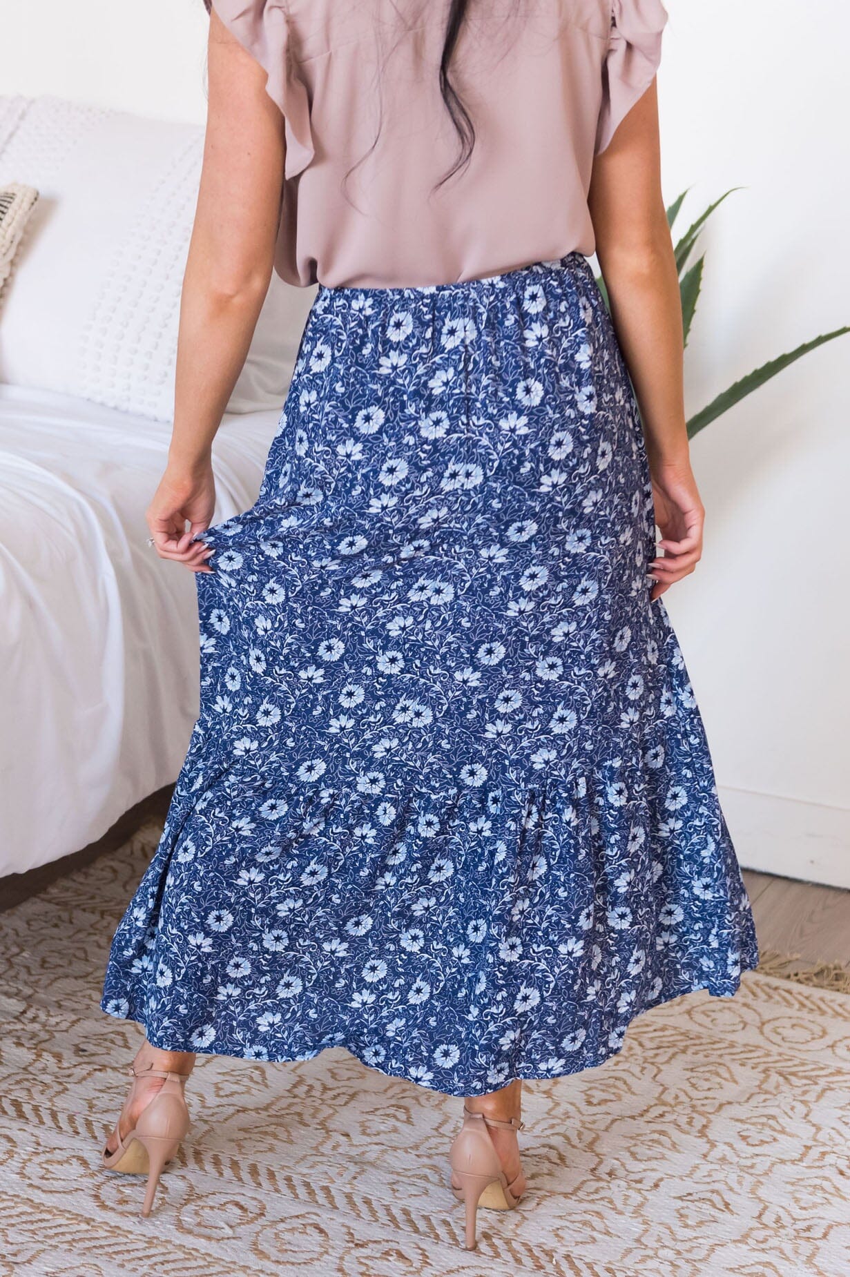 Blue Blooms Modest Skirt Skirts vendor-unknown 