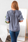 Drift Away Embroidered Modest Blouse Tops vendor-unknown