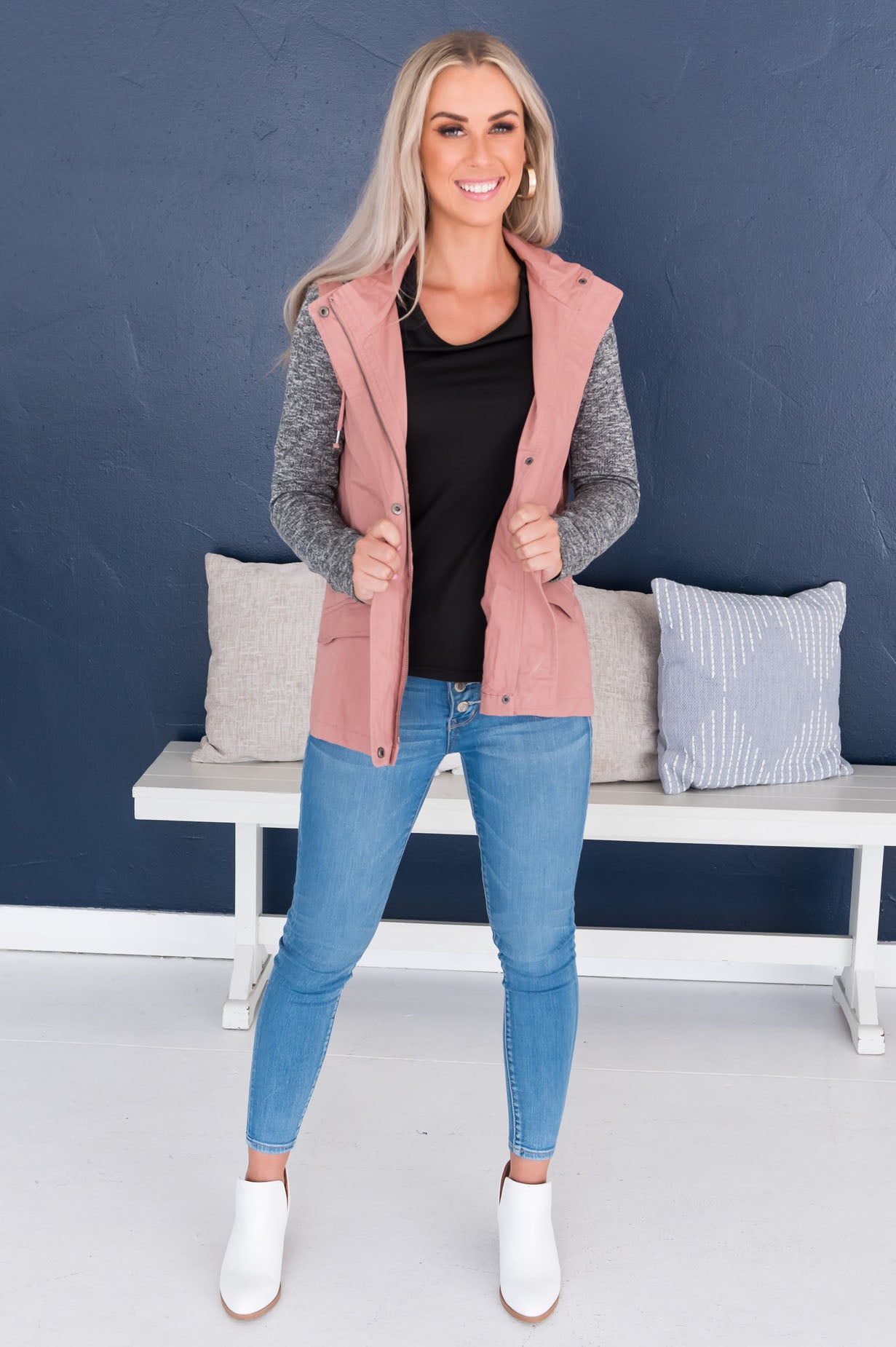 Bring on Fall Modest Light Weight Zip-Up Hoodie Modest Dresses vendor-unknown 