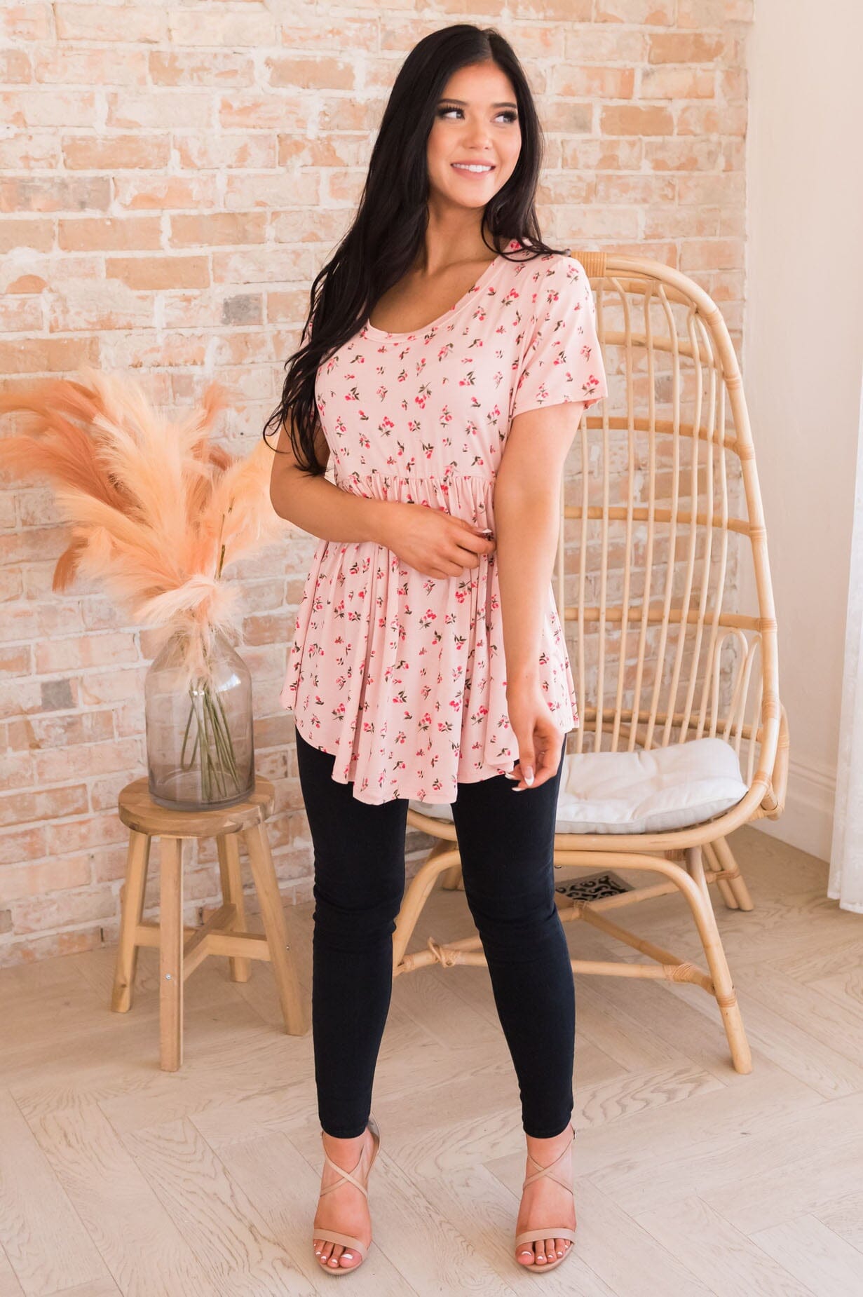 Falling For Flowers Modest Babydoll Top NeeSee's Dresses 