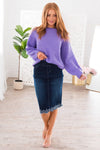 Lovely In Lavender Modest Chunky Sweater Modest Dresses vendor-unknown