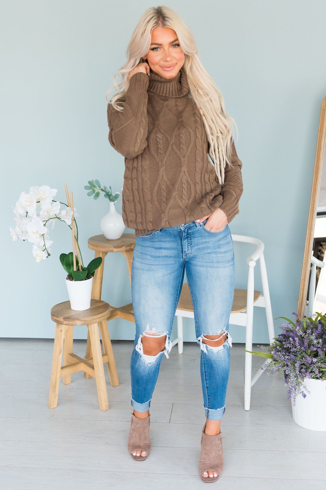 Spiced Smiles Modest Turtleneck Sweater Modest Dresses vendor-unknown 