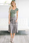 Muted Gray Tie Waist Full Skirt Skirts vendor-unknown S Muted Gray
