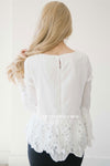 Stunning Lace & Pleats Bell Sleeve Blouse Tops vendor-unknown