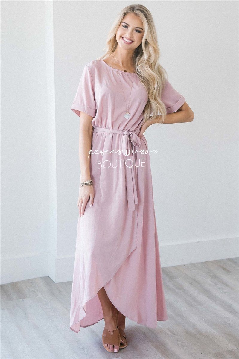 Soft Pink Wrap Dress Modest Church Dress | Best and Affordable Modest ...