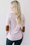 Pink Stripes & Floral Elbow Patch Top Tops vendor-unknown
