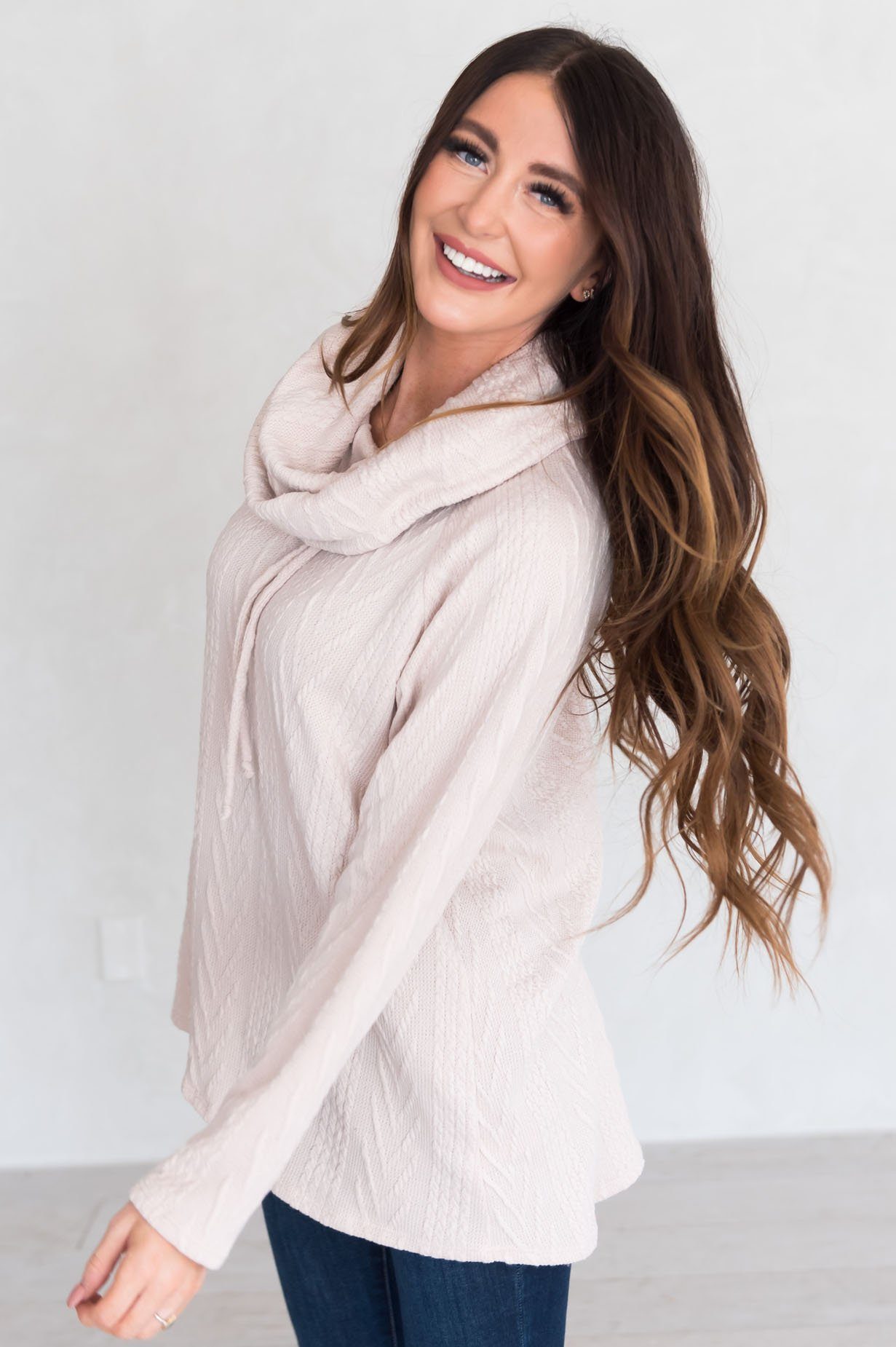 Sweater Weather Modest Hoodie Tops vendor-unknown 