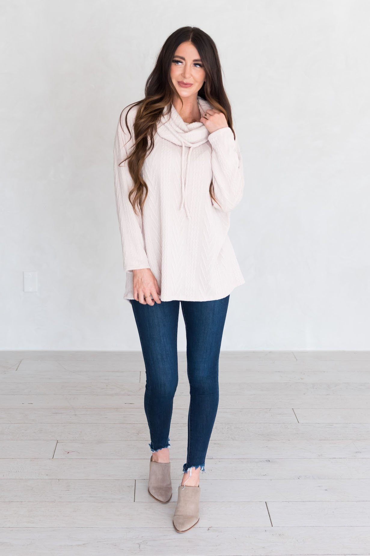 Sweater Weather Modest Hoodie Tops vendor-unknown 