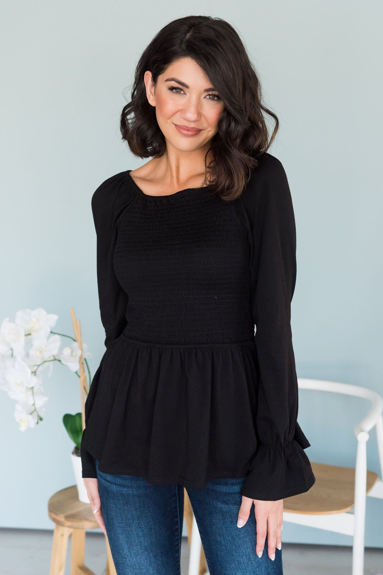 The Perfect Time Modest Blouse Tops vendor-unknown 