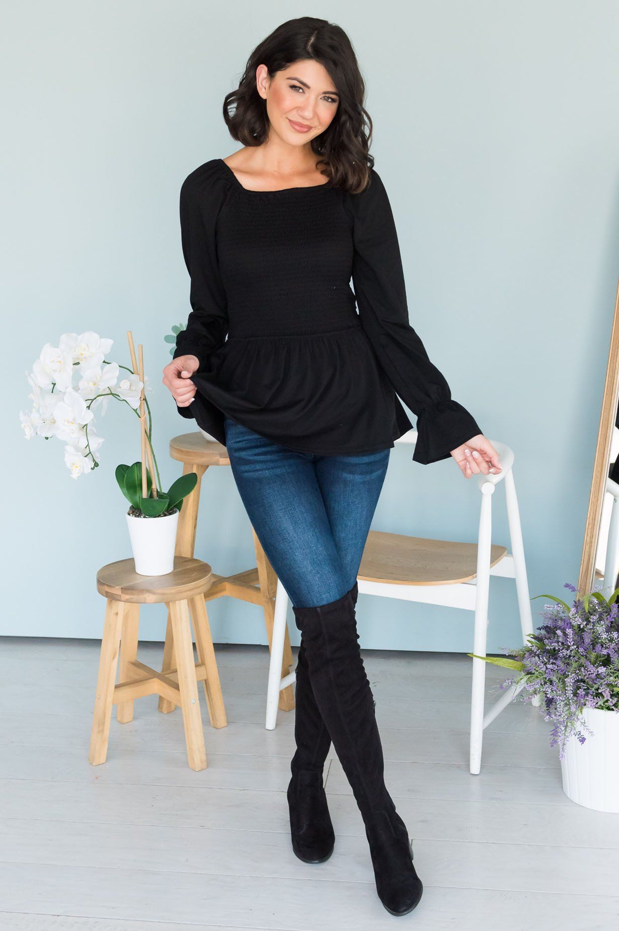 The Perfect Time Modest Blouse Tops vendor-unknown 