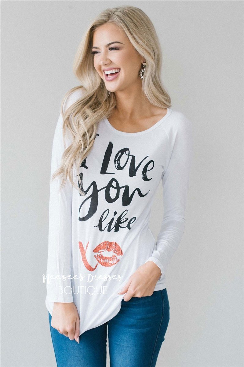 I Love You Like XO Top Tops vendor-unknown 