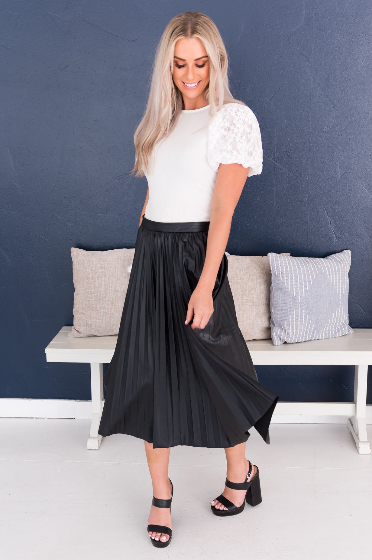 Falling For You Modest Pleat Skirt NeeSee's Dresses 