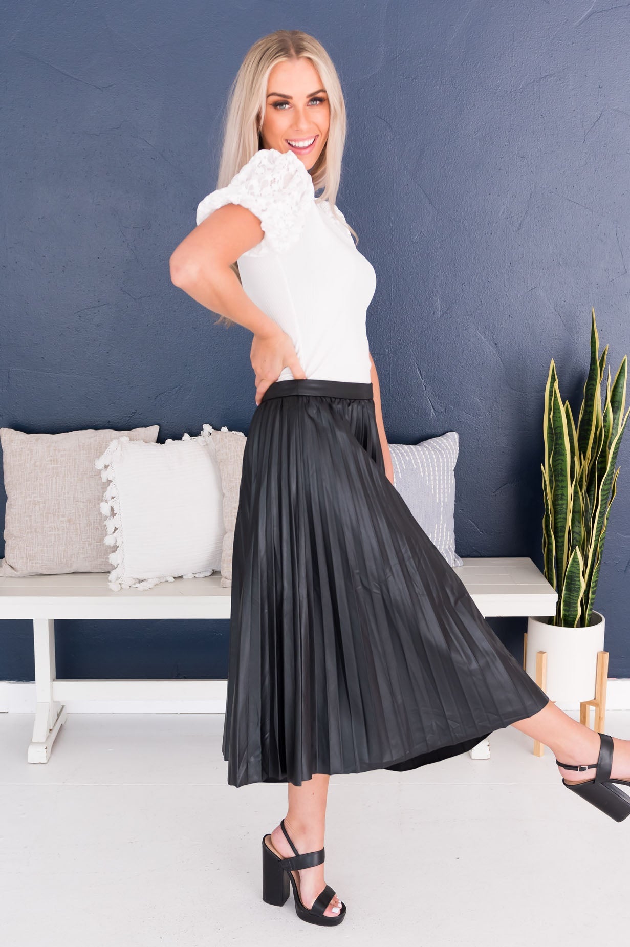 Falling For You Modest Pleat Skirt NeeSee's Dresses 