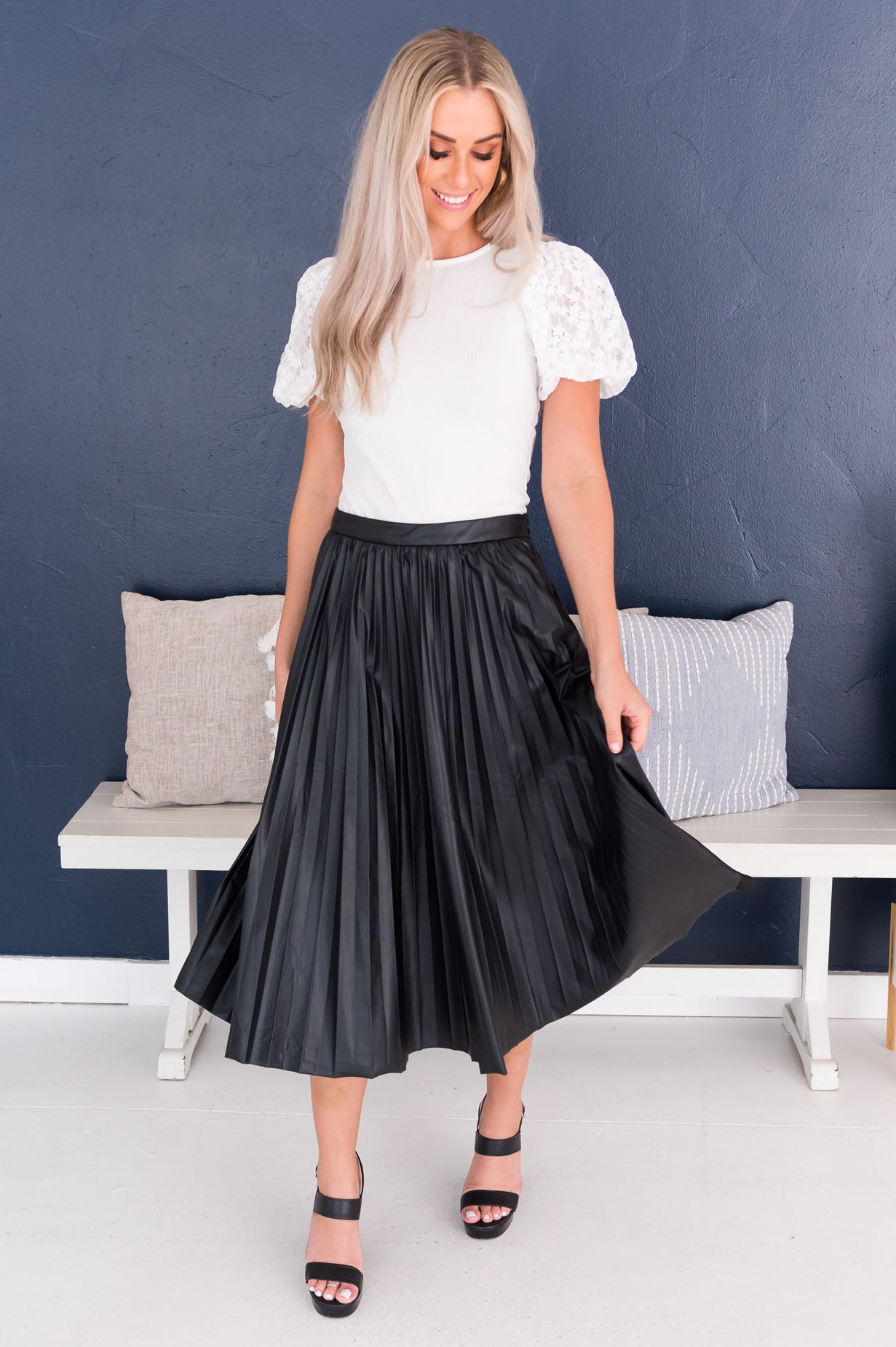 Falling For You Modest Pleat Skirt NeeSee's Dresses 