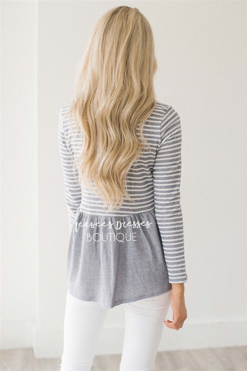 Heather Textured Baby Doll Top Tops vendor-unknown 