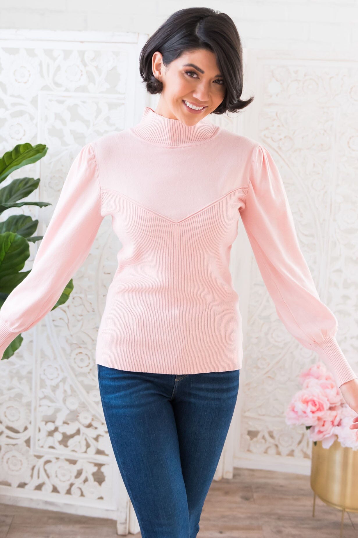 First Love Modest Ribbed Sweater Modest Dresses vendor-unknown 