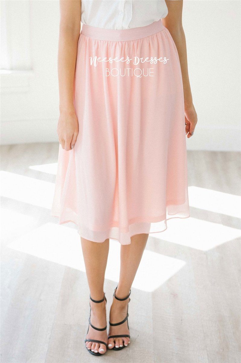 Blush Pink Chiffon Skirt Skirts vendor-unknown 