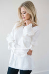 White Ruffle Sleeve Sweater Tops vendor-unknown White S