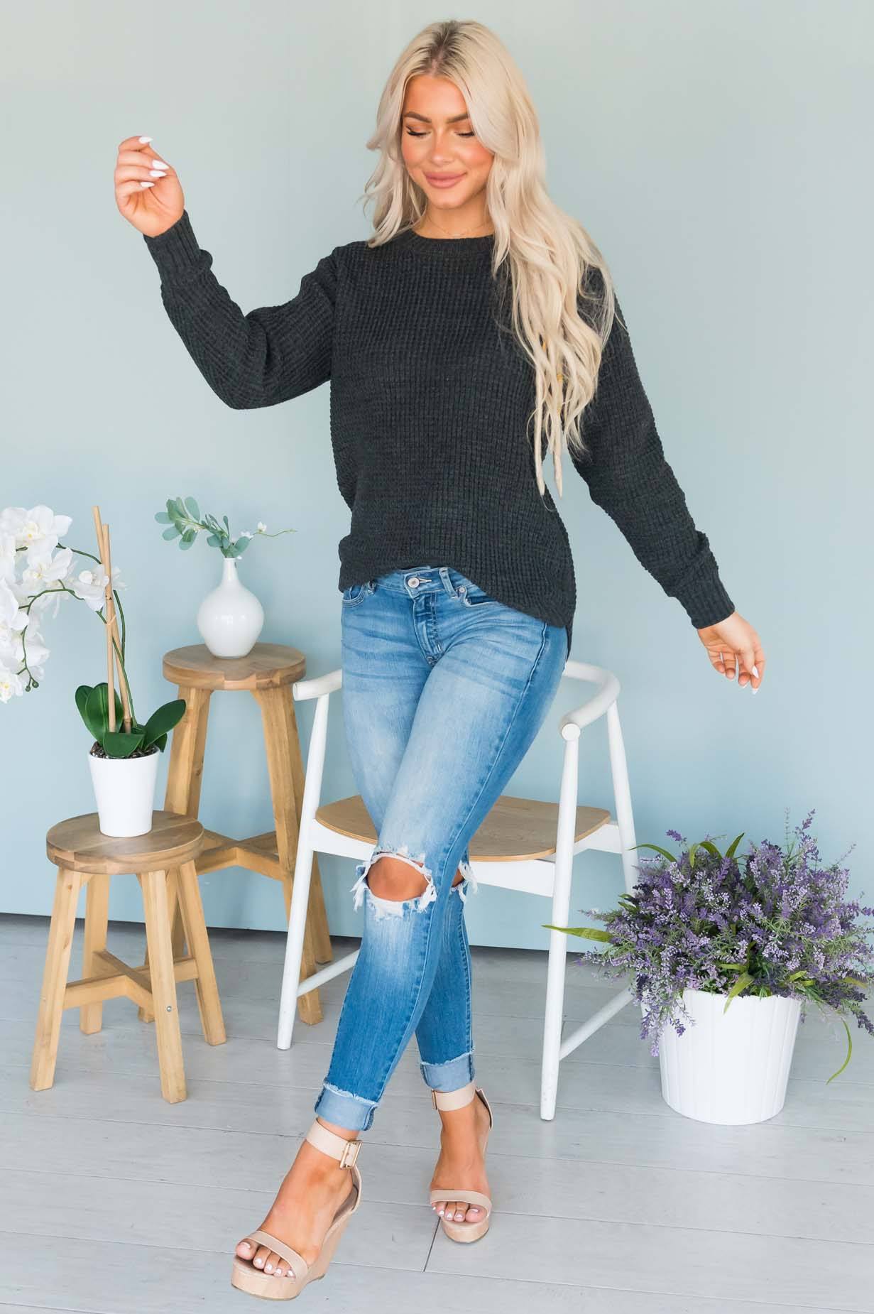 Fall Retreat Rib Stitch Modest Sweater Modest Dresses vendor-unknown 