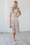 The Arielle Ruffle Sleeve Overall Dress Modest Dresses vendor-unknown Taupe S