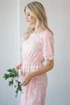 Soft Rose Scallop Lace Dress Modest Dresses vendor-unknown