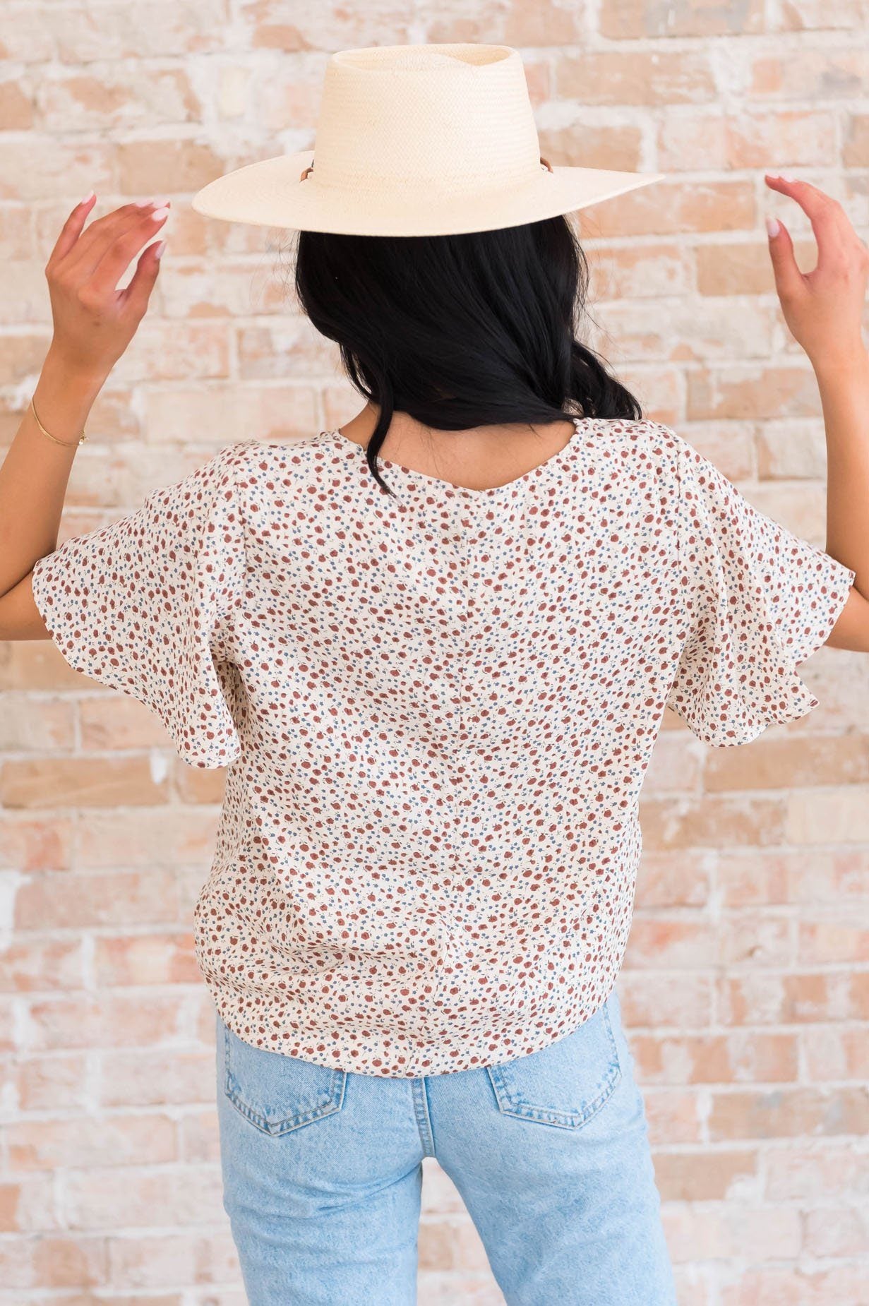 Ditzy Floral Modest Blouse Tops vendor-unknown 