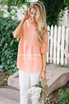 Button Front Lace Bell Sleeve Top Tops vendor-unknown