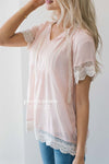 Baby Doll Lace Scallop Hem Blouse Tops vendor-unknown