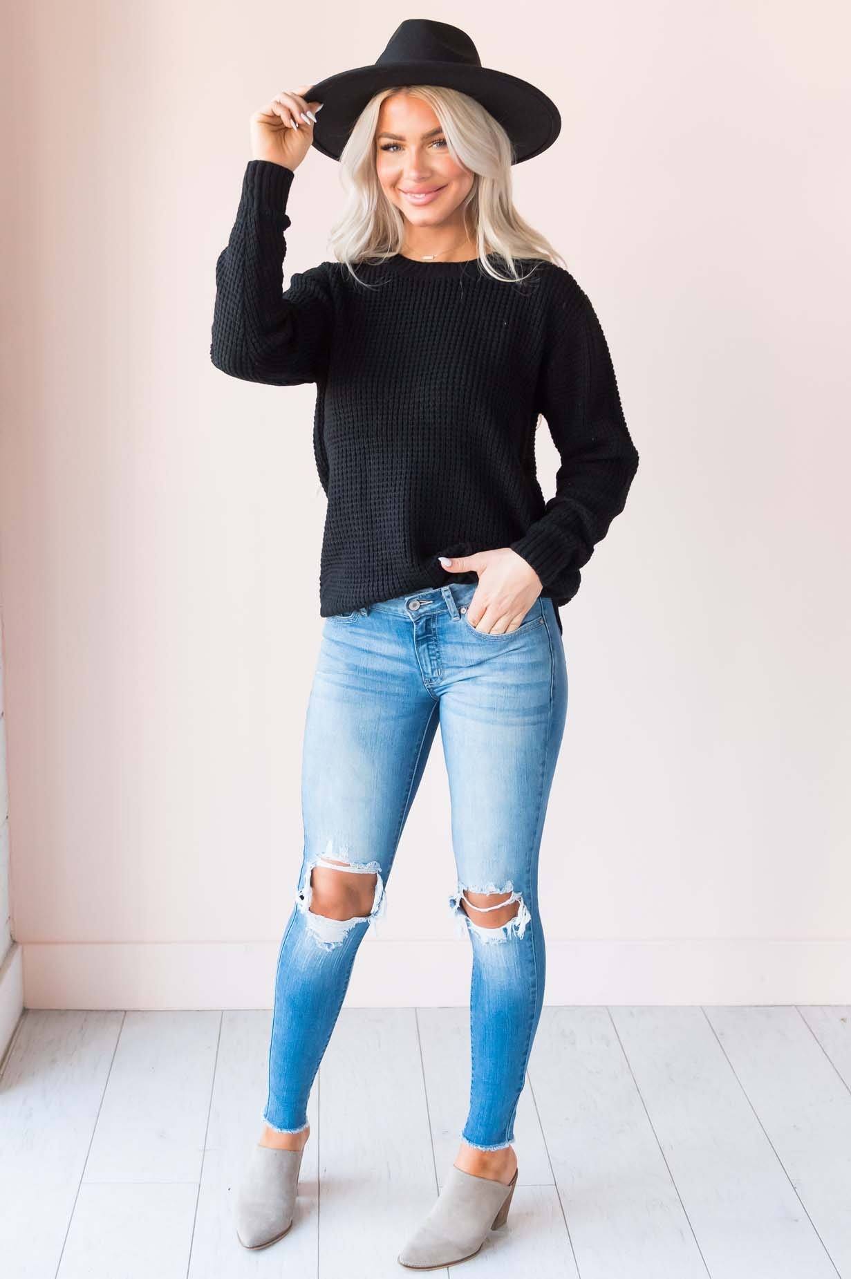 Fall Retreat Rib Stitch Modest Sweater Modest Dresses vendor-unknown 