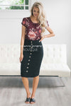 Button Front Relaxed Pencil Skirt Skirts vendor-unknown