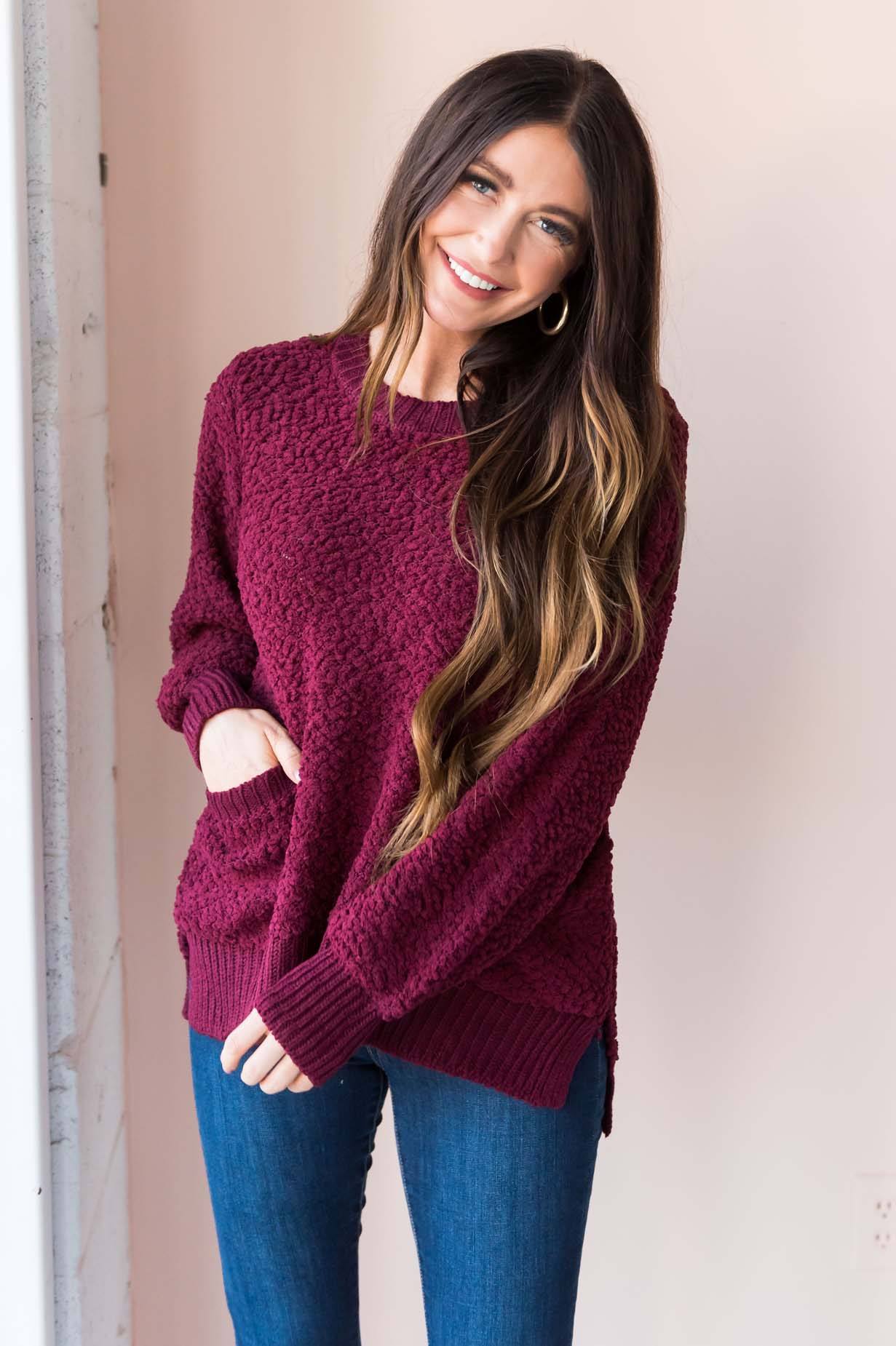Chill Cutie Modest Popcorn Knit Sweater Modest Dresses vendor-unknown 