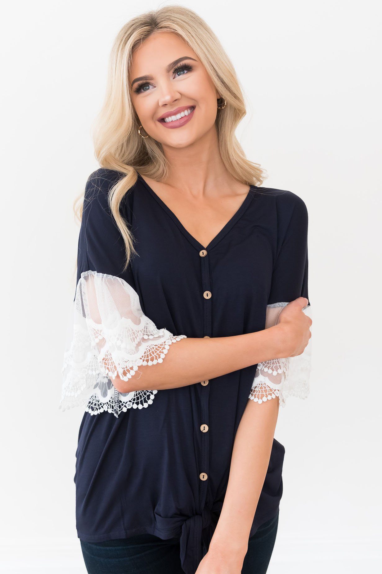 Designed Destiny Lace Modest Blouse Tops vendor-unknown 