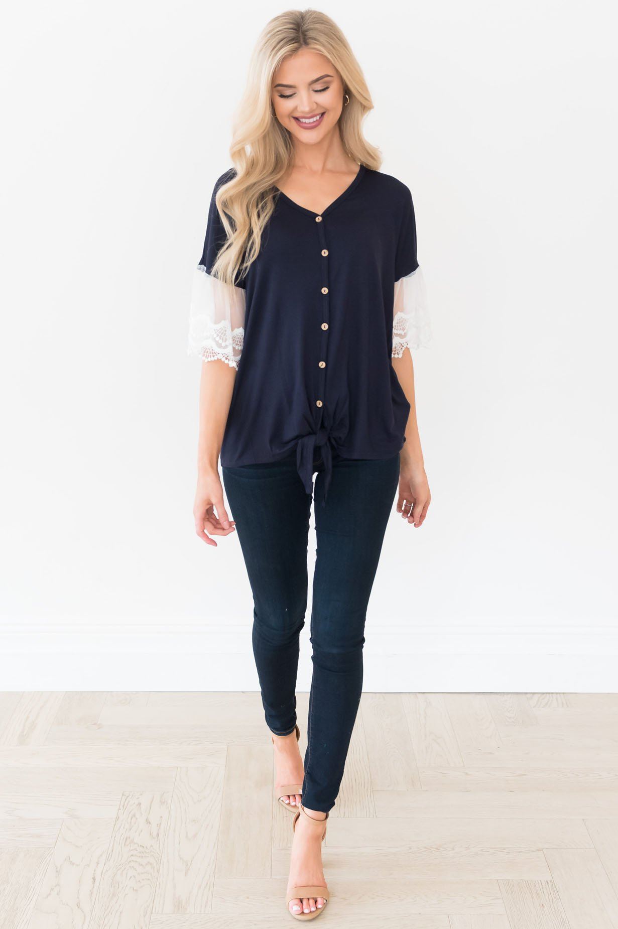 Designed Destiny Lace Modest Blouse Tops vendor-unknown 