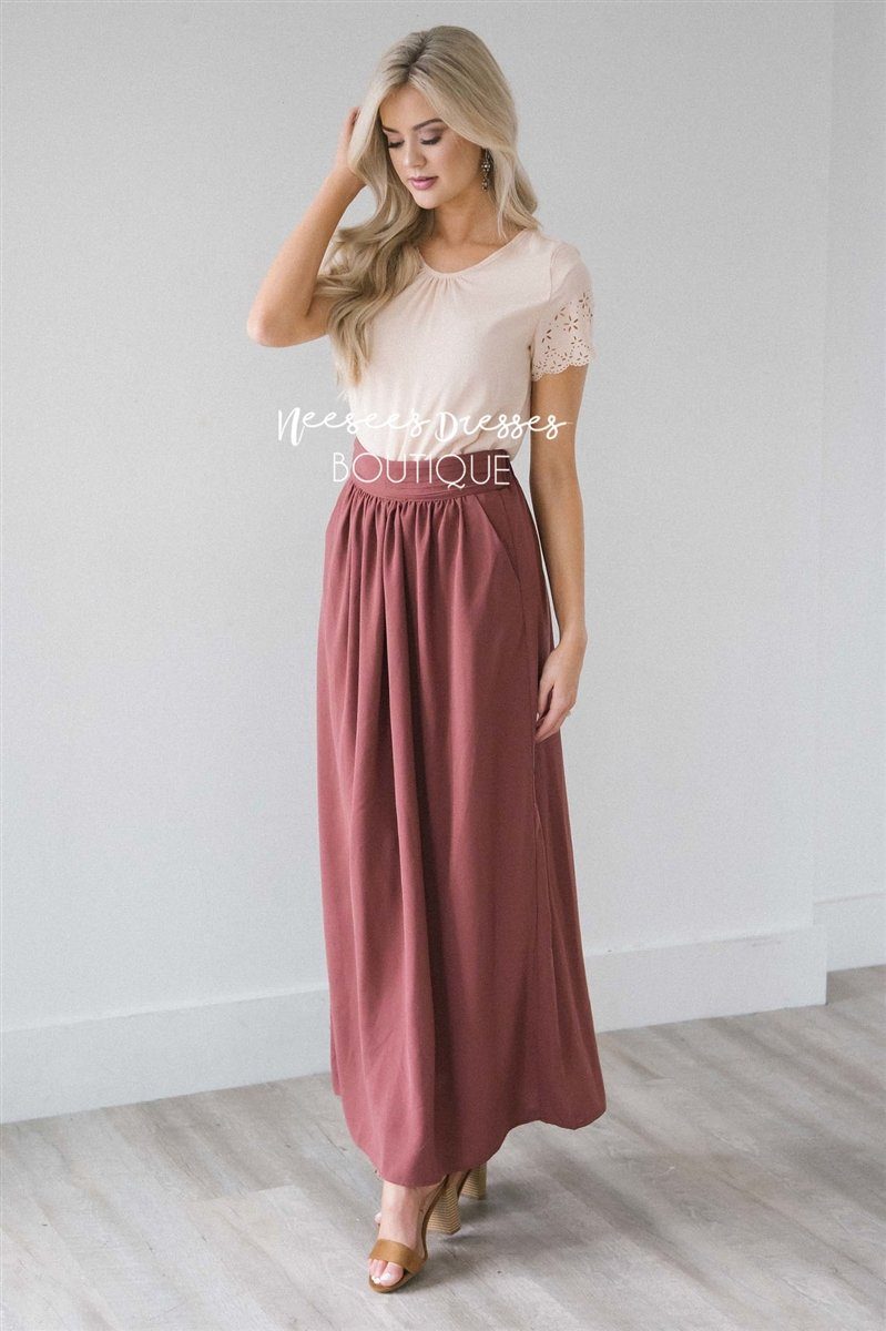 Burnt Mauve Maxi Skirt Skirts vendor-unknown 