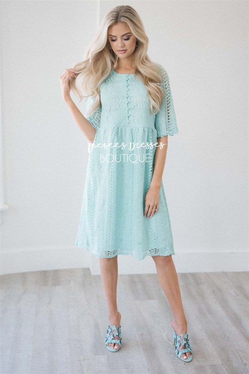 Love At First Sight- Nursing Friendly Modest Dresses vendor-unknown S Mint 