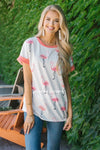 Bright Pink Flamingo Top Tops vendor-unknown S Ivory & Bright Pink 