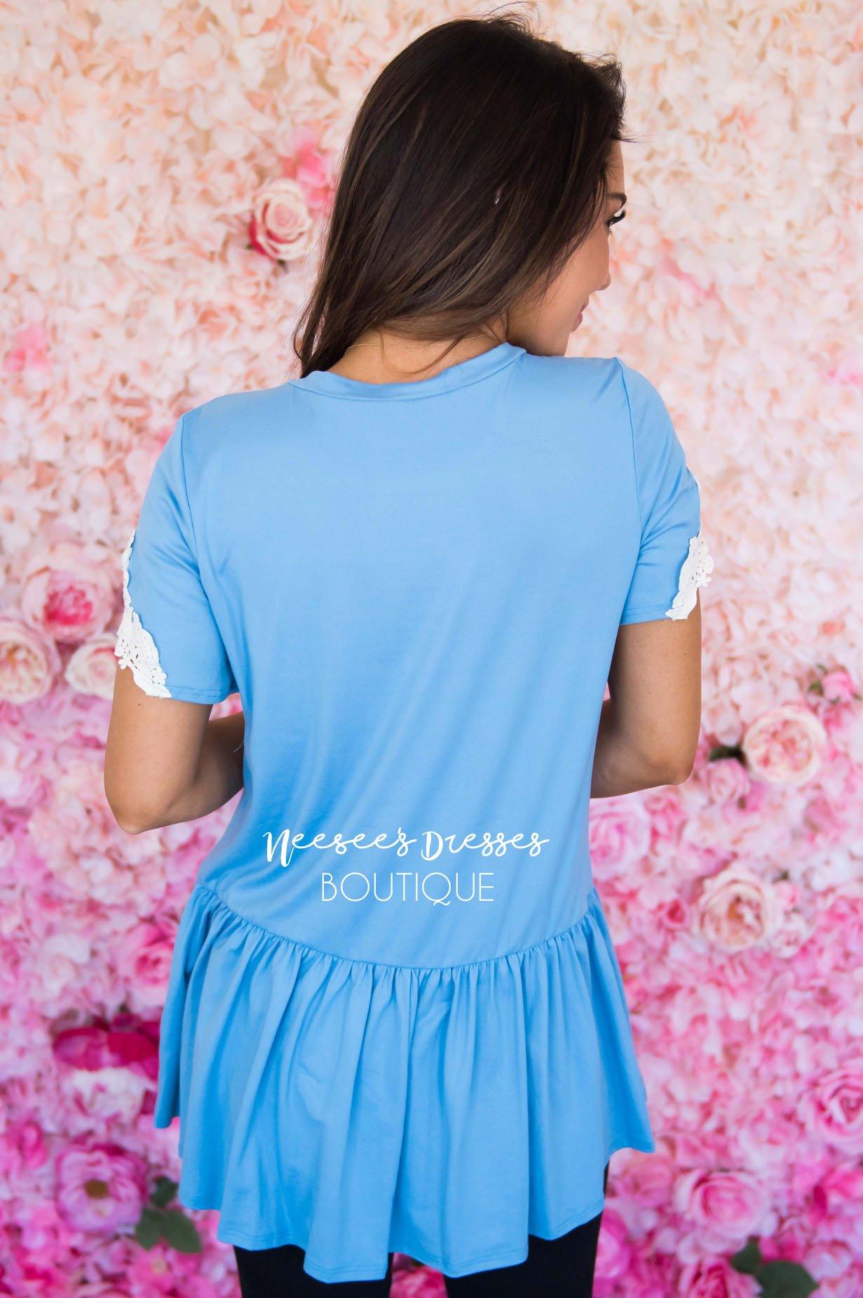 Be Bold Crochet Sleeve Top Modest Dresses vendor-unknown 