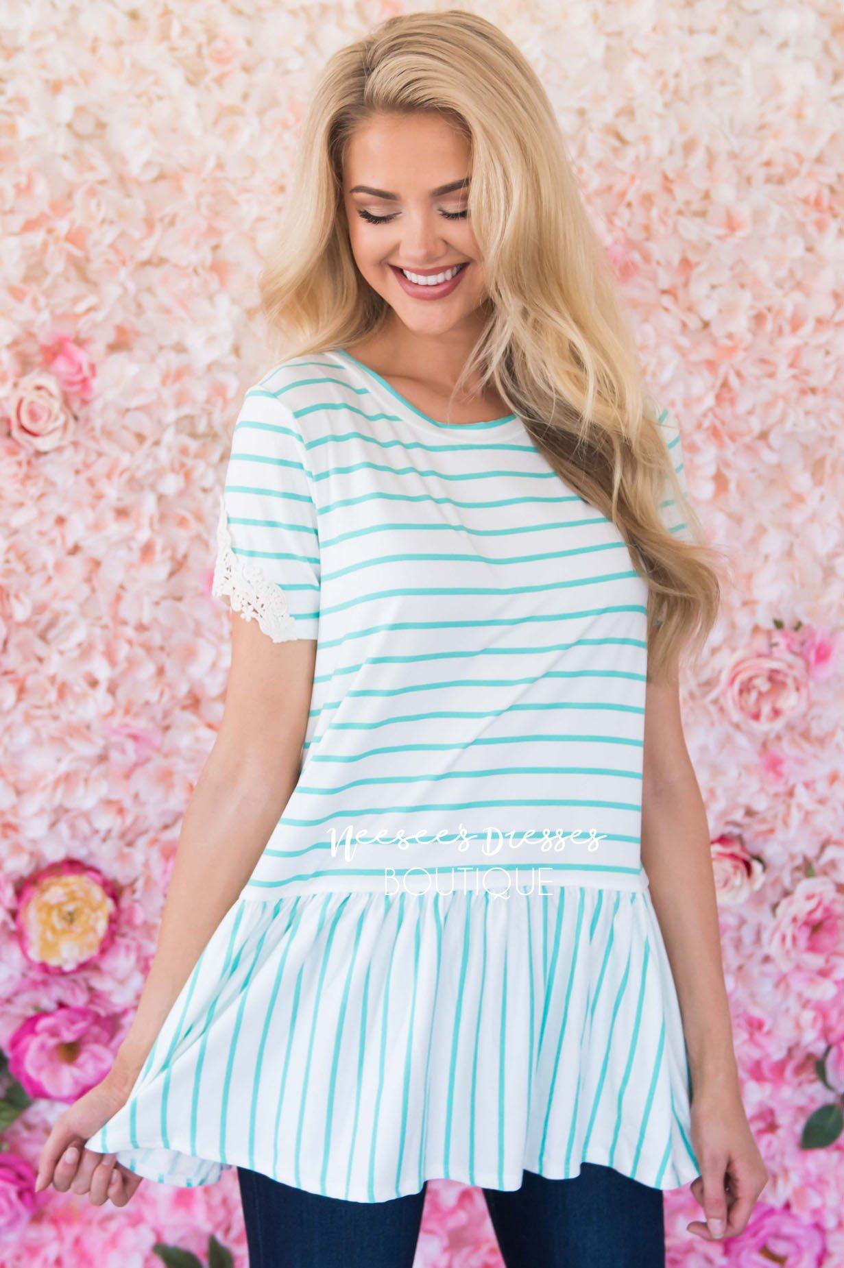 Be Bold Crochet Sleeve Top Modest Dresses vendor-unknown 