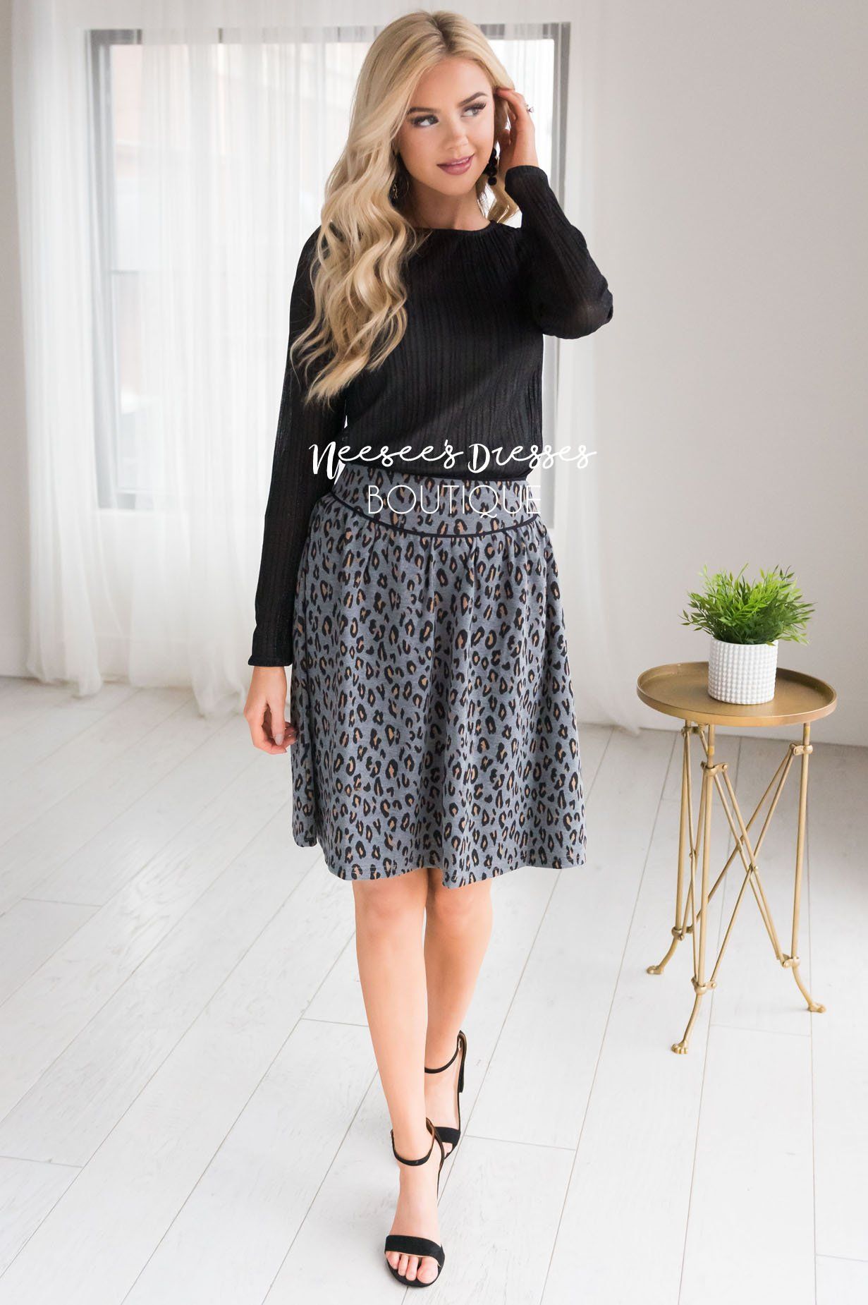Beloved Leopard Print Skirt Modest Dresses vendor-unknown 