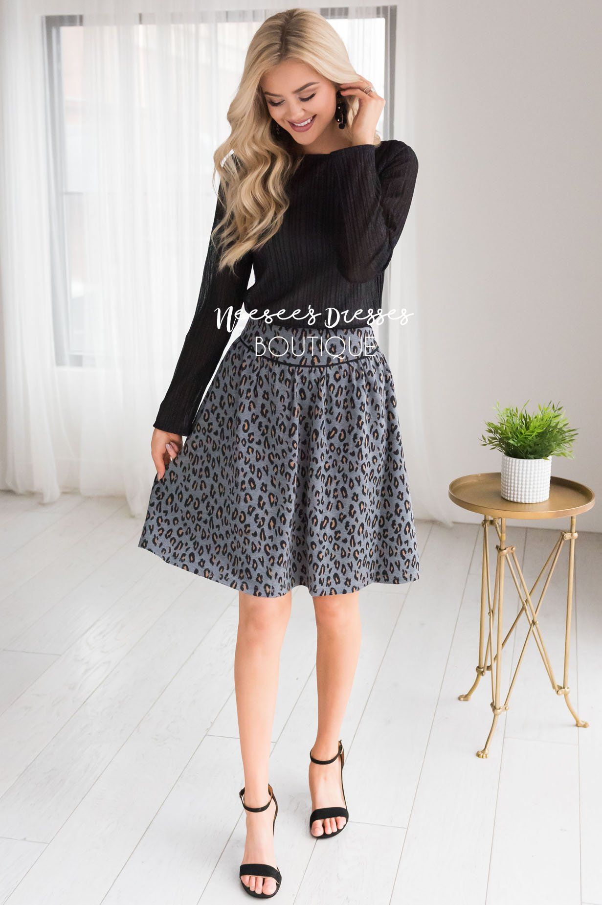 Beloved Leopard Print Skirt Modest Dresses vendor-unknown 