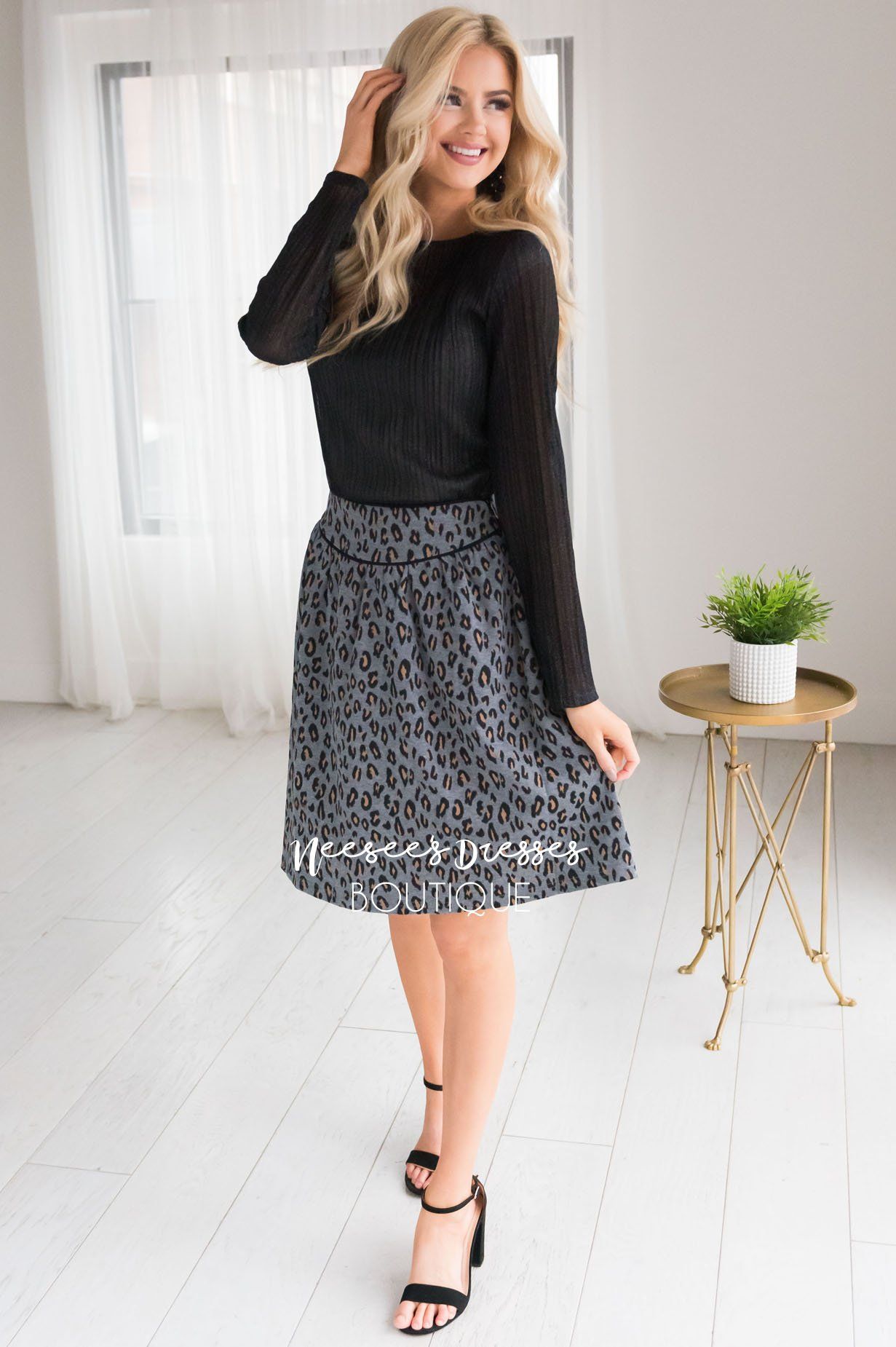 Beloved Leopard Print Skirt Modest Dresses vendor-unknown 