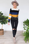 Stay Cozy Color Block Sweater Modest Dresses vendor-unknown