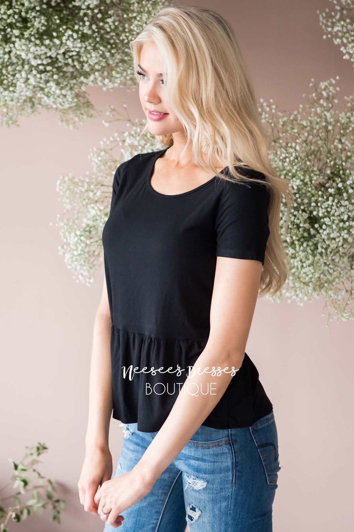 Brunch Date Peplum Top Modest Dresses vendor-unknown 