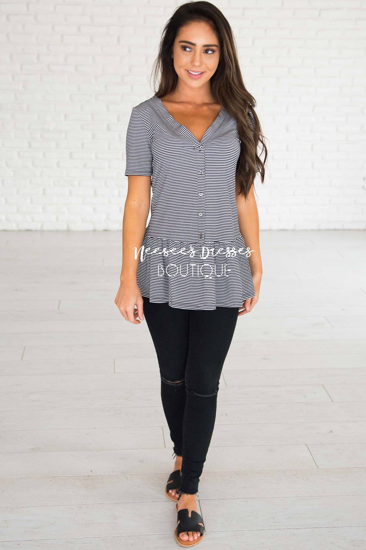 Never Stop Looking Up Peplum Top Modest Dresses vendor-unknown 