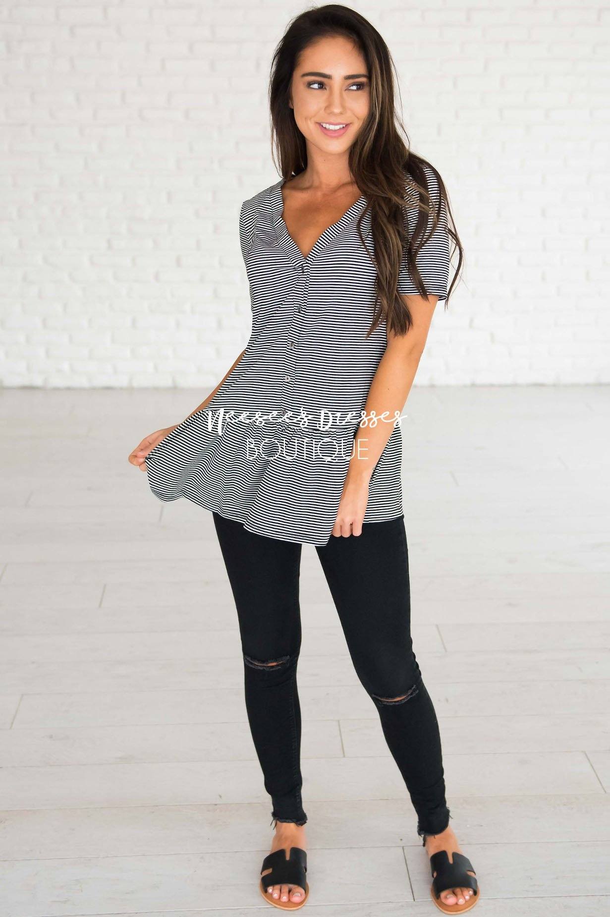 Never Stop Looking Up Peplum Top Modest Dresses vendor-unknown 