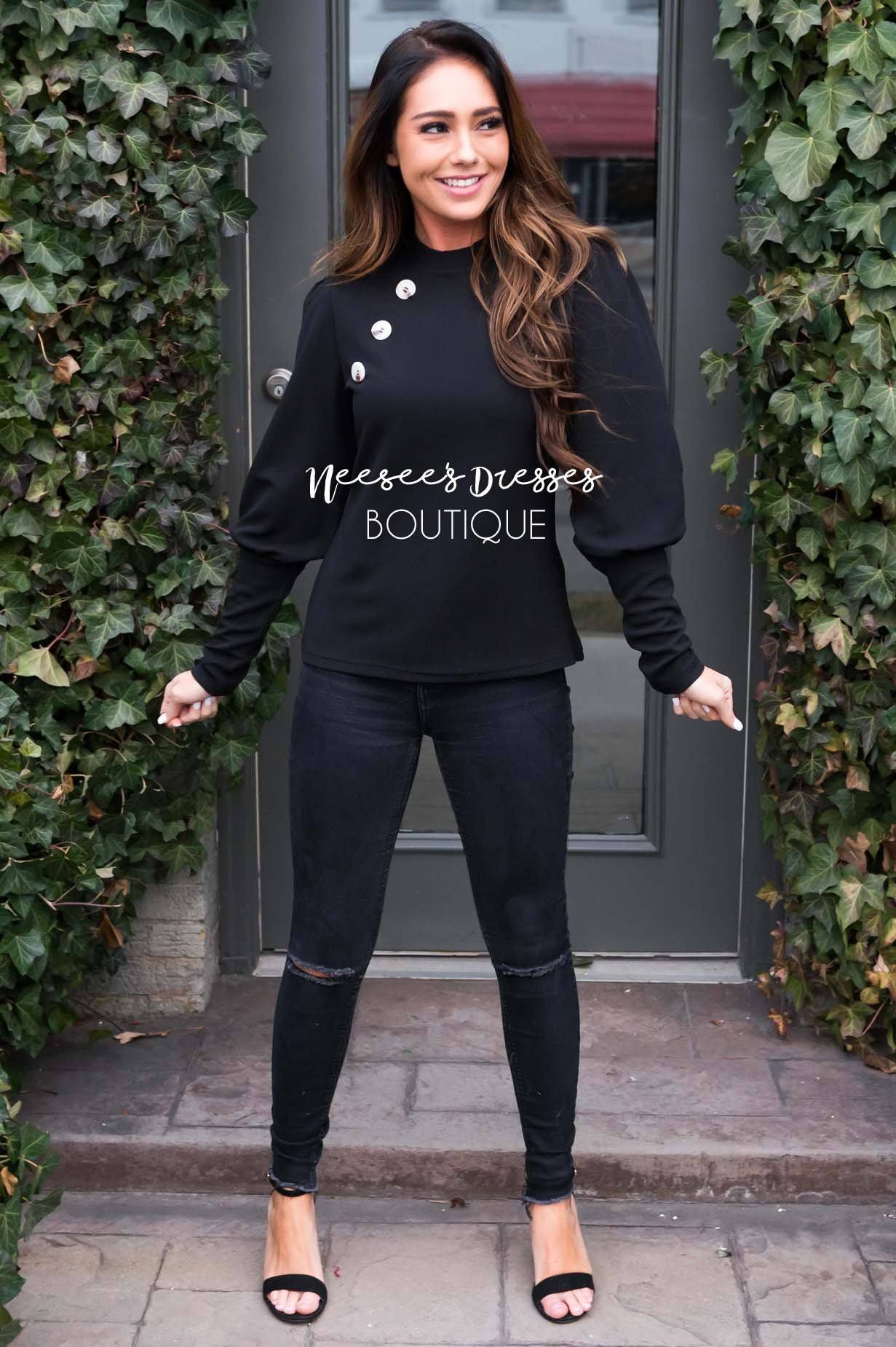 Home with You Button Detail Top Modest Dresses vendor-unknown 